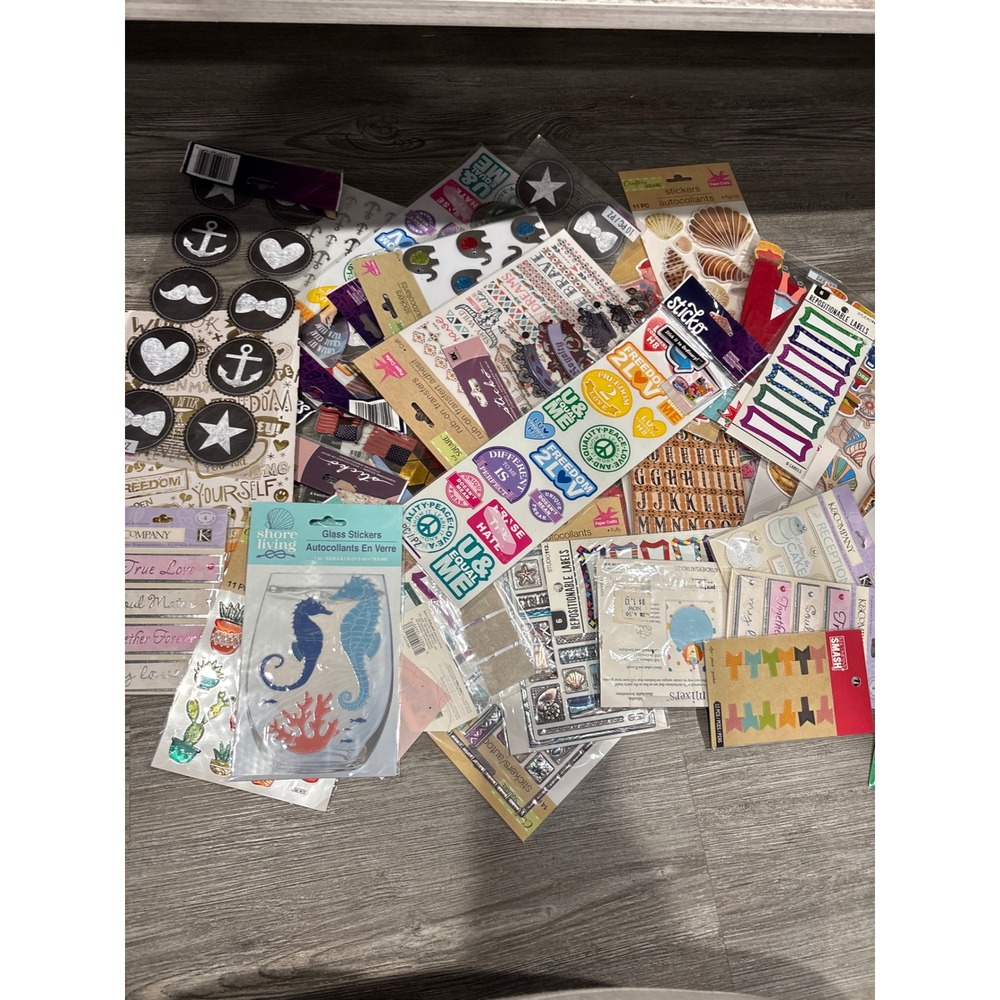 Bulk Sticker Scrapbooking Lot Mixed Brands Sticko‎ K&Company Shore Living Smash